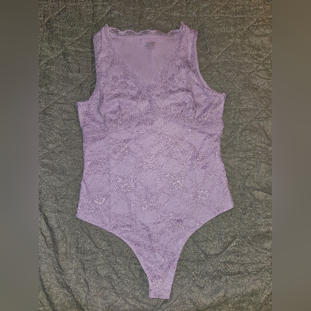 Lavender Lace Spring Thong Bodysuit Large